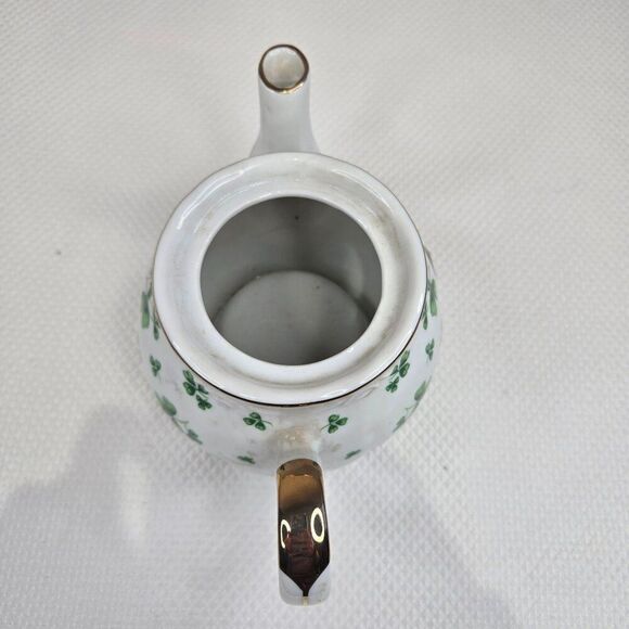 Vintage Lefton Teapot Musical Irish Shamrock St Patricks Day Music Box Japan - Picture 4 of 6